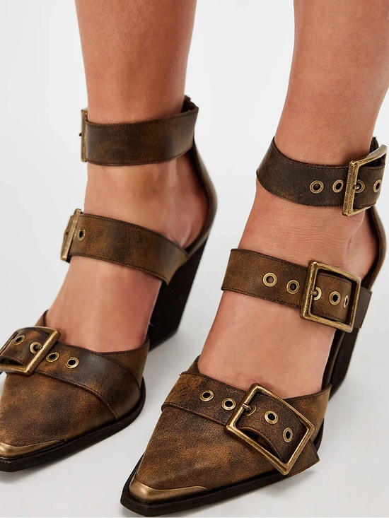Jeffrey Campbell Shoes - Free People x Jeffrey Campbell Hendrix Heels in Oiled Brown Size 10
